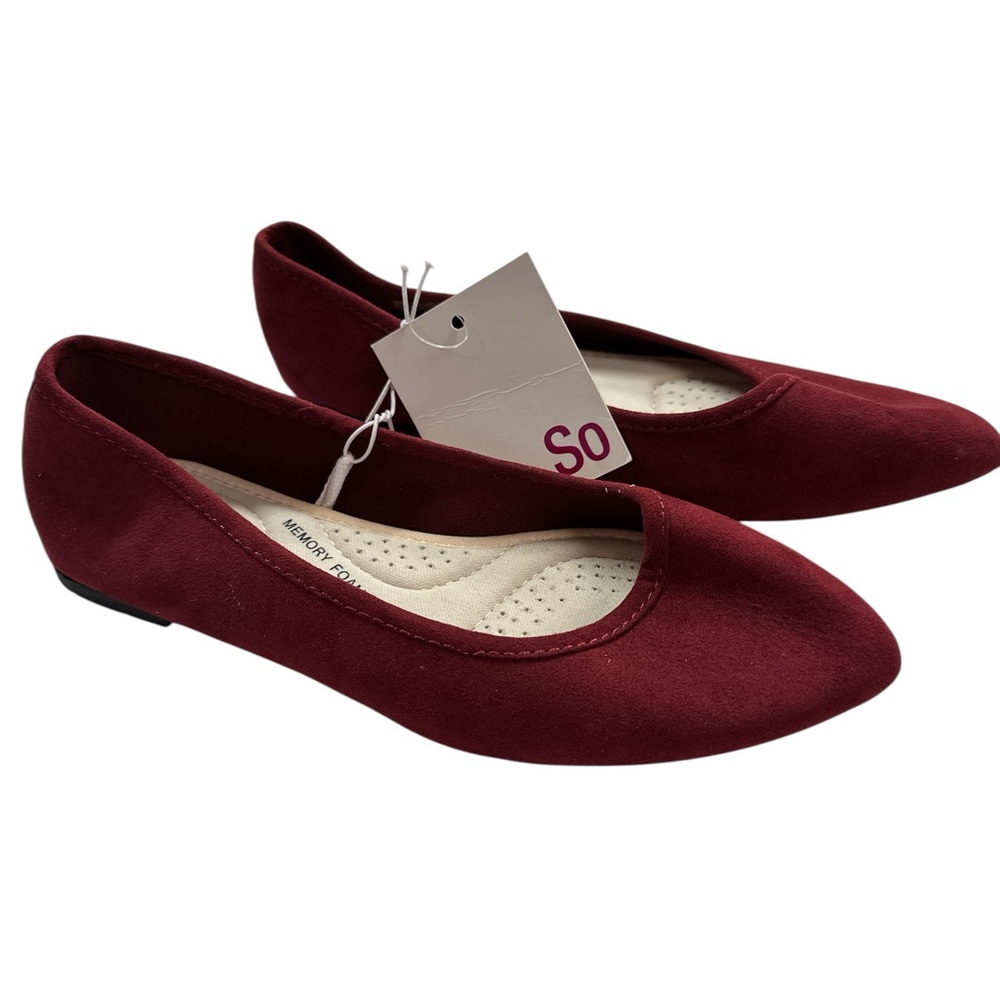Kohls So Hitidewine Memory Foam Wine Semi Pointed Toe Casual Slip-on Flats NWT